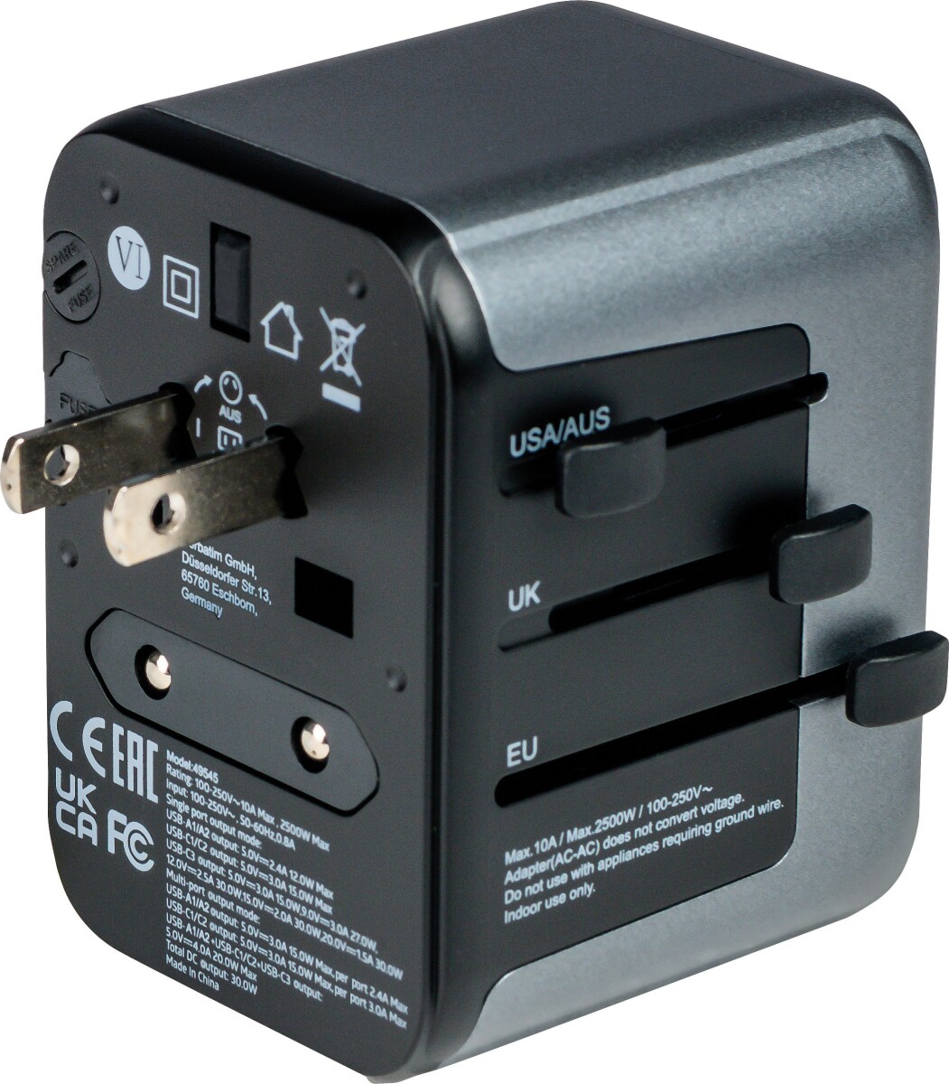 Verbatim - Universal Travel Adapter Uta-03 Pd30Wqc 2Xusb 2Xtype-C
