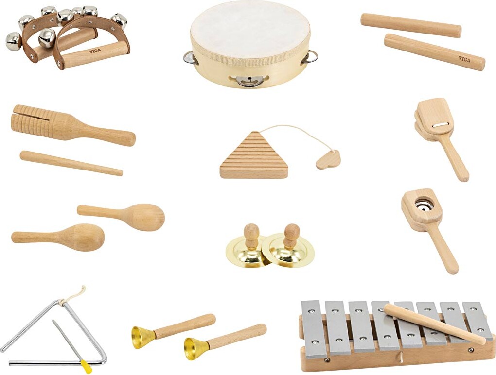 Viga - Aktivitetstavle Til Væg - Slagtøjsinstrumenter - 12 Dele