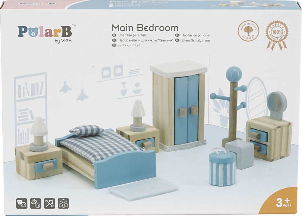 Dukkehus Møbler - Soveværelse - Træ - 8 Dele - Viga