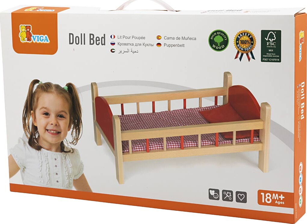 Dukkeseng I Træ Inkl Dyne Og Pude - Rød - Viga