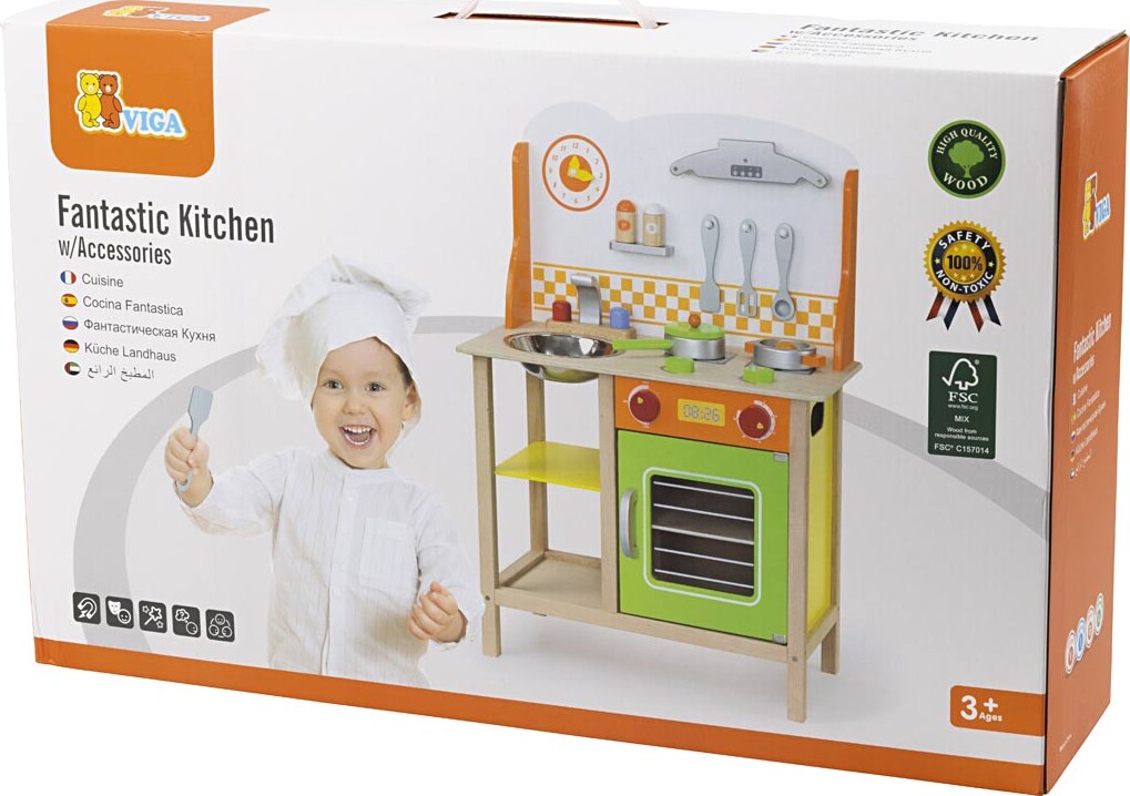 Viga - Legekøkken I Træ Inkl Tilbehør