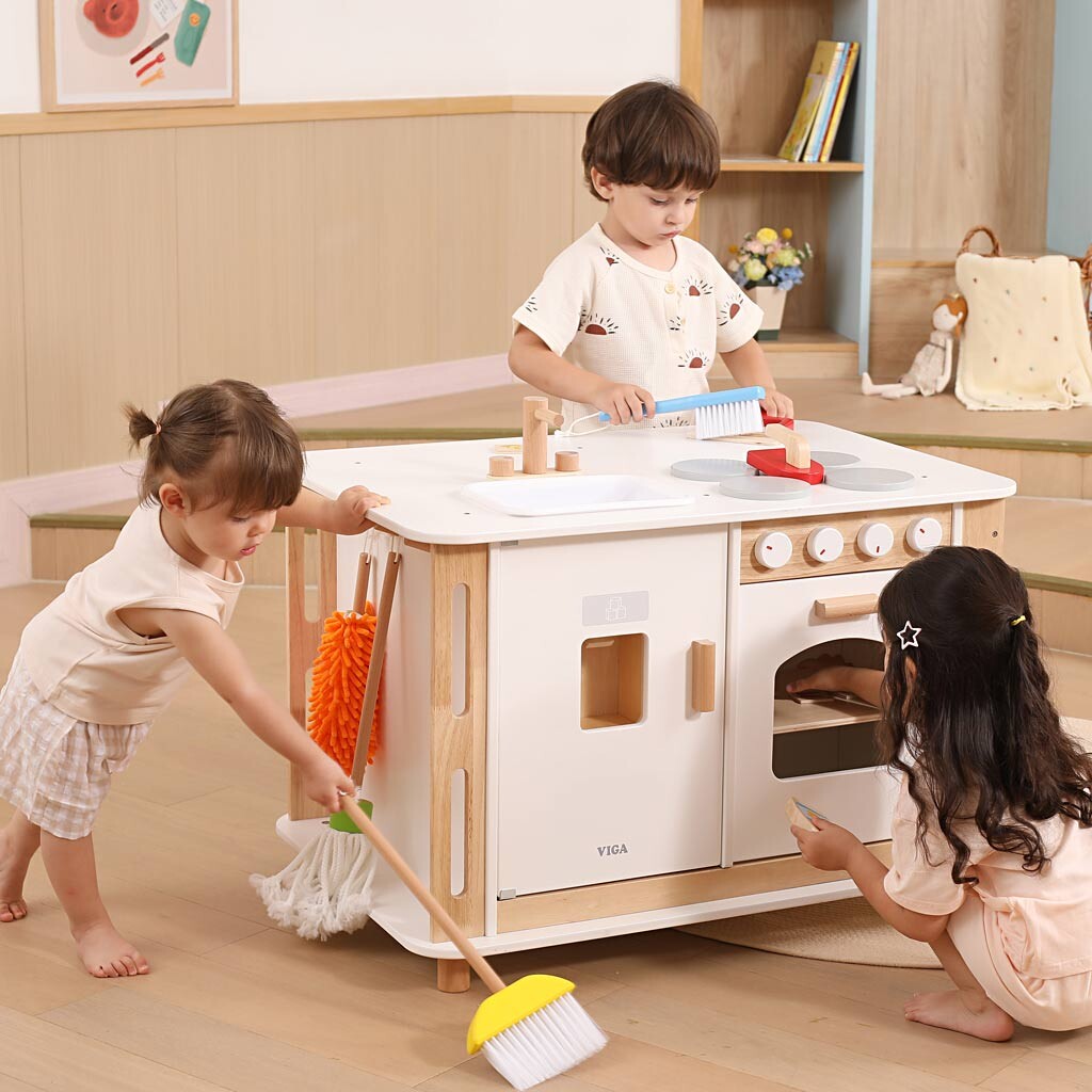 Viga Legekøkken I Træ - 60X80X56 Cm - 30 Dele