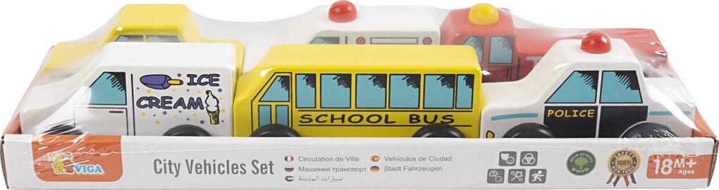 Legetøjsbiler I Træ - Erhvervskøretøjer - 6 Biler - Viga