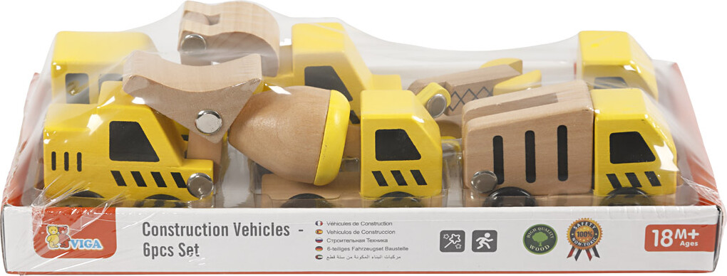 Legetøjs Maskiner I Træ - 6 Stk - Viga