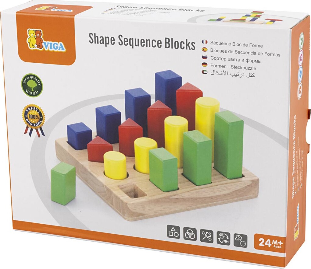 Viga - Sorteringslegetøj Med Klodser - Træ - 16 Klodser