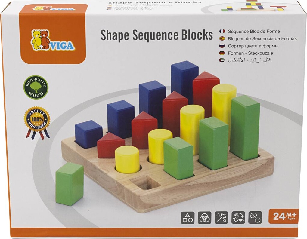 Viga - Sorteringslegetøj Med Klodser - Træ - 16 Klodser