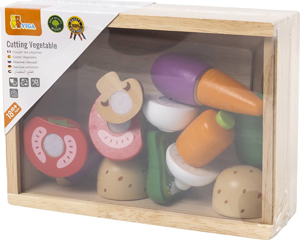 Viga - Legemad I Træ Med Velcro - Grøntsager - 20 Stk