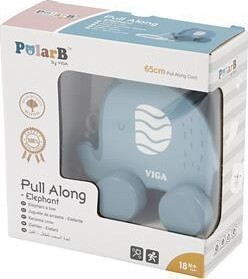 Træk Elefant I Træ - 11 Cm - Blå - Viga