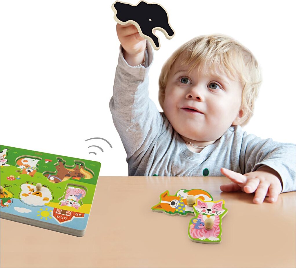 Knoppuslespil Med Lyd - Bondegårdsdyr - Træ - Viga