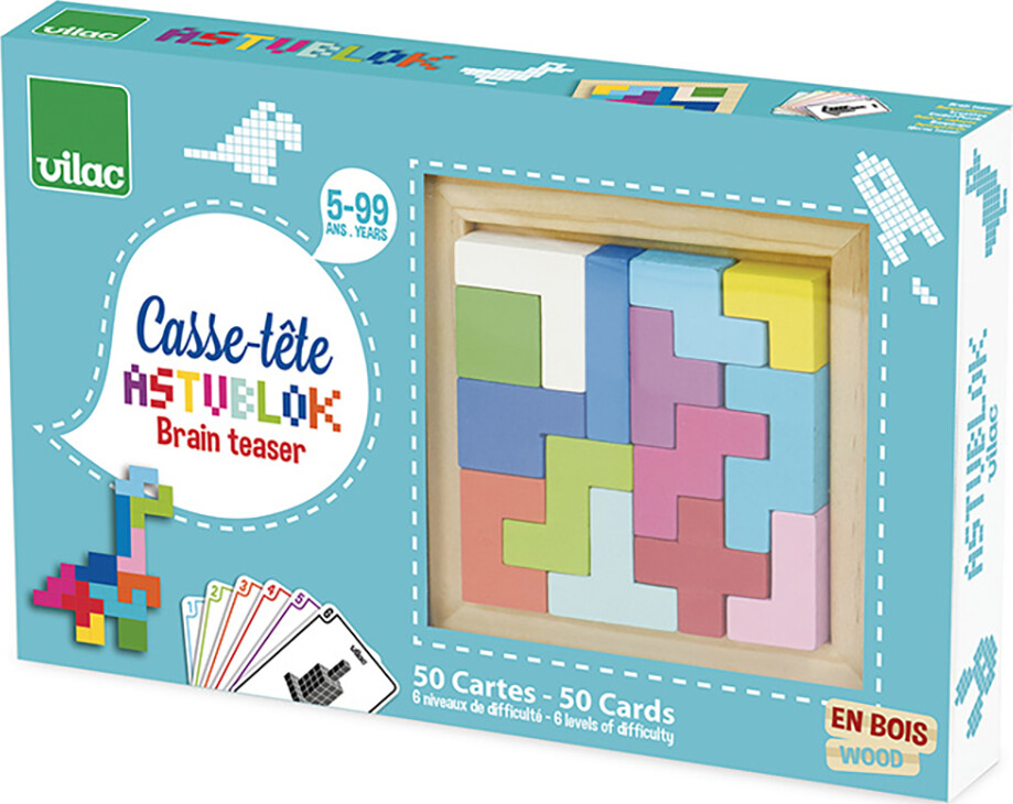 Vilac - Astublok Brain Teaser Spil - Træ - 50 Kort