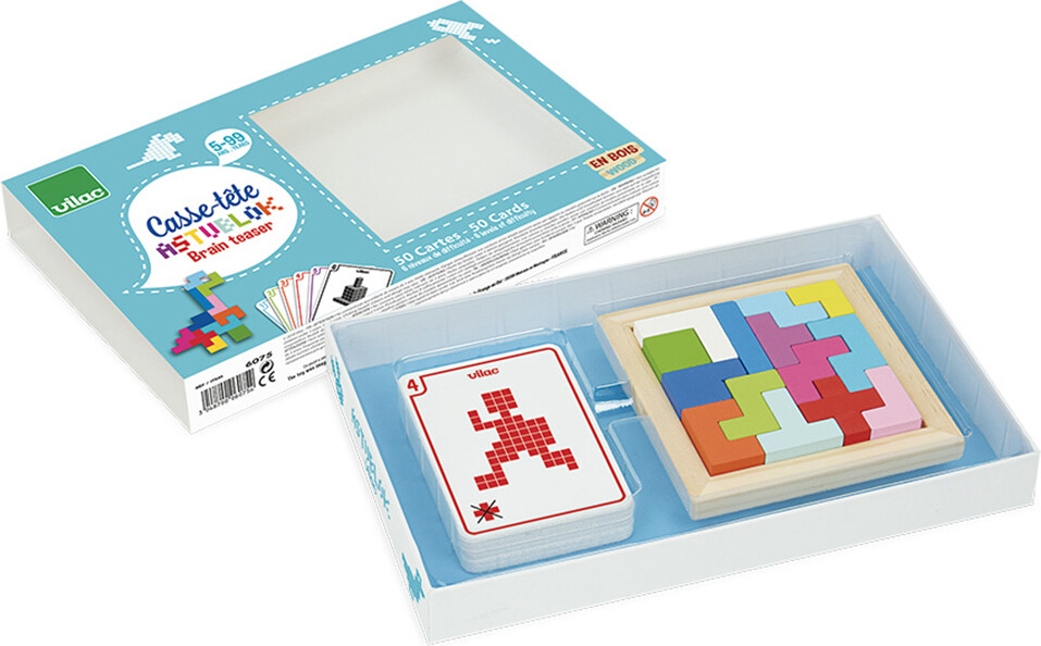 Vilac - Astublok Brain Teaser Spil - Træ - 50 Kort