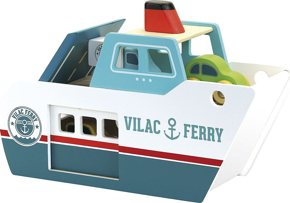 Vilac - City Legetøjs Færge Med 3 Biler - Træ
