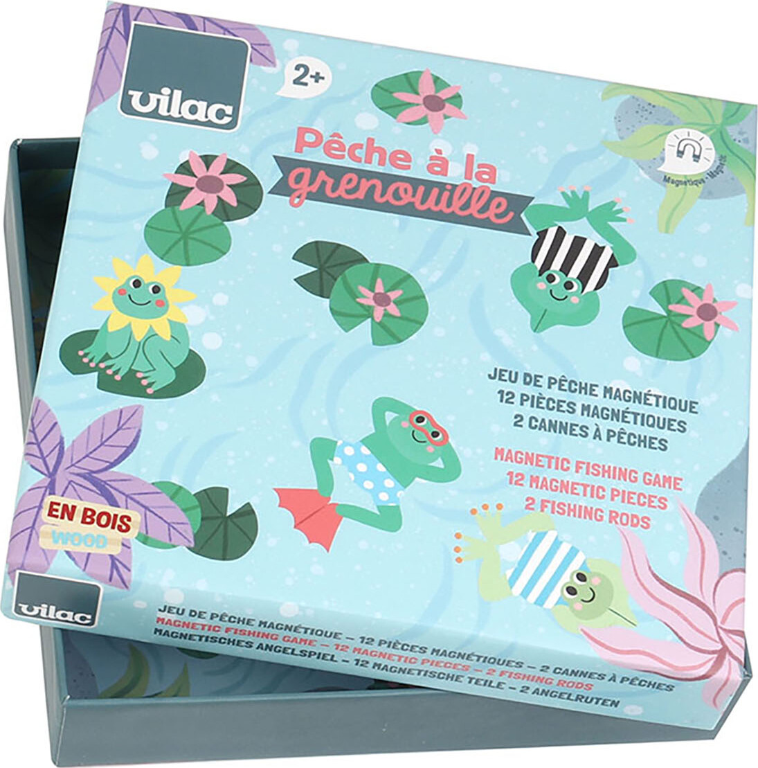Vilac - Fiskespil Med Magneter - Frøer - Træ - 14 Dele