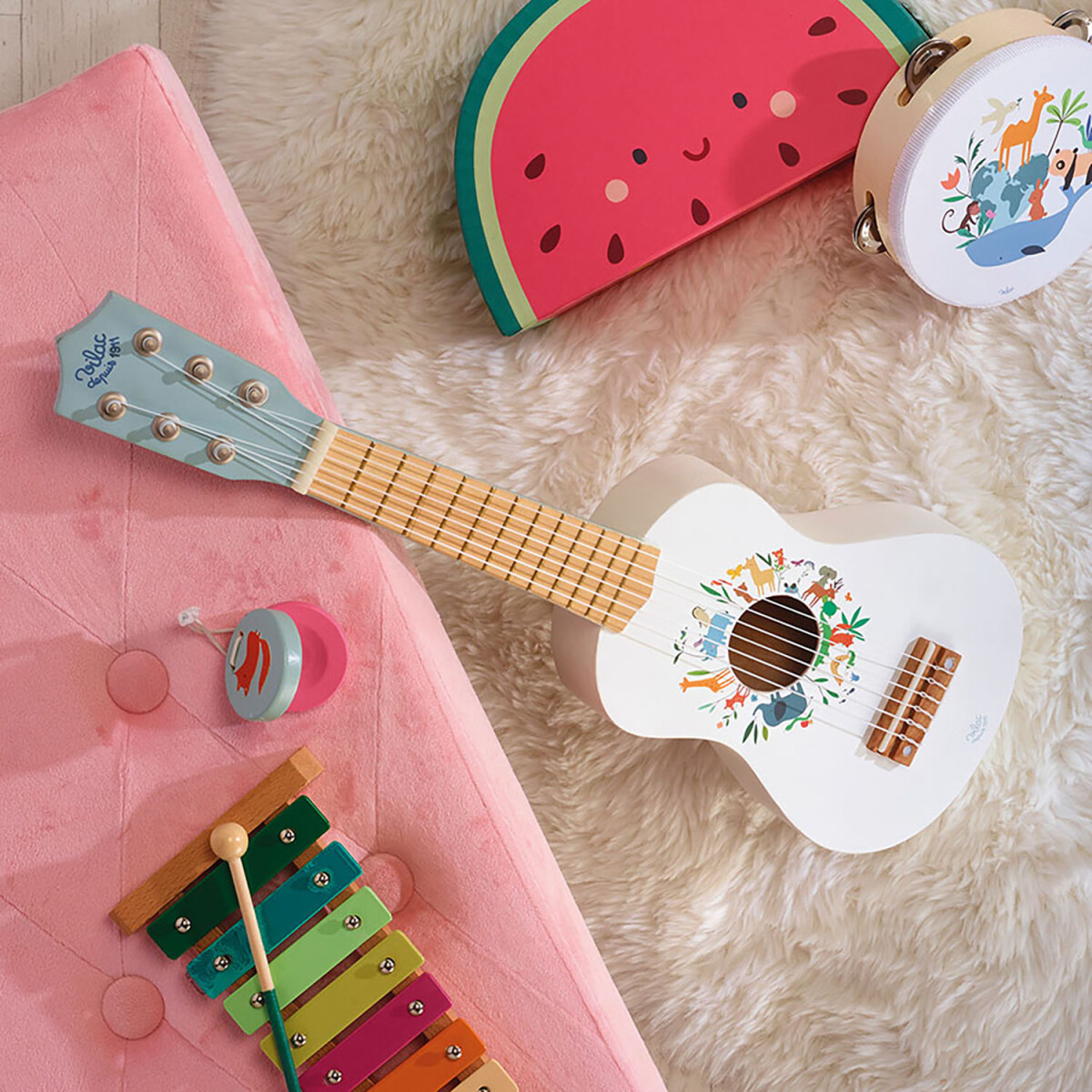 Vilac - Guitar Til Børn - Træ - Dyr - Hvid