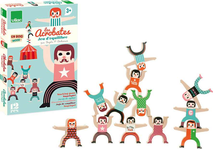 Vilac - Akrobater Stablespil - Træ - Ingela Arrhenius - 12 Dele