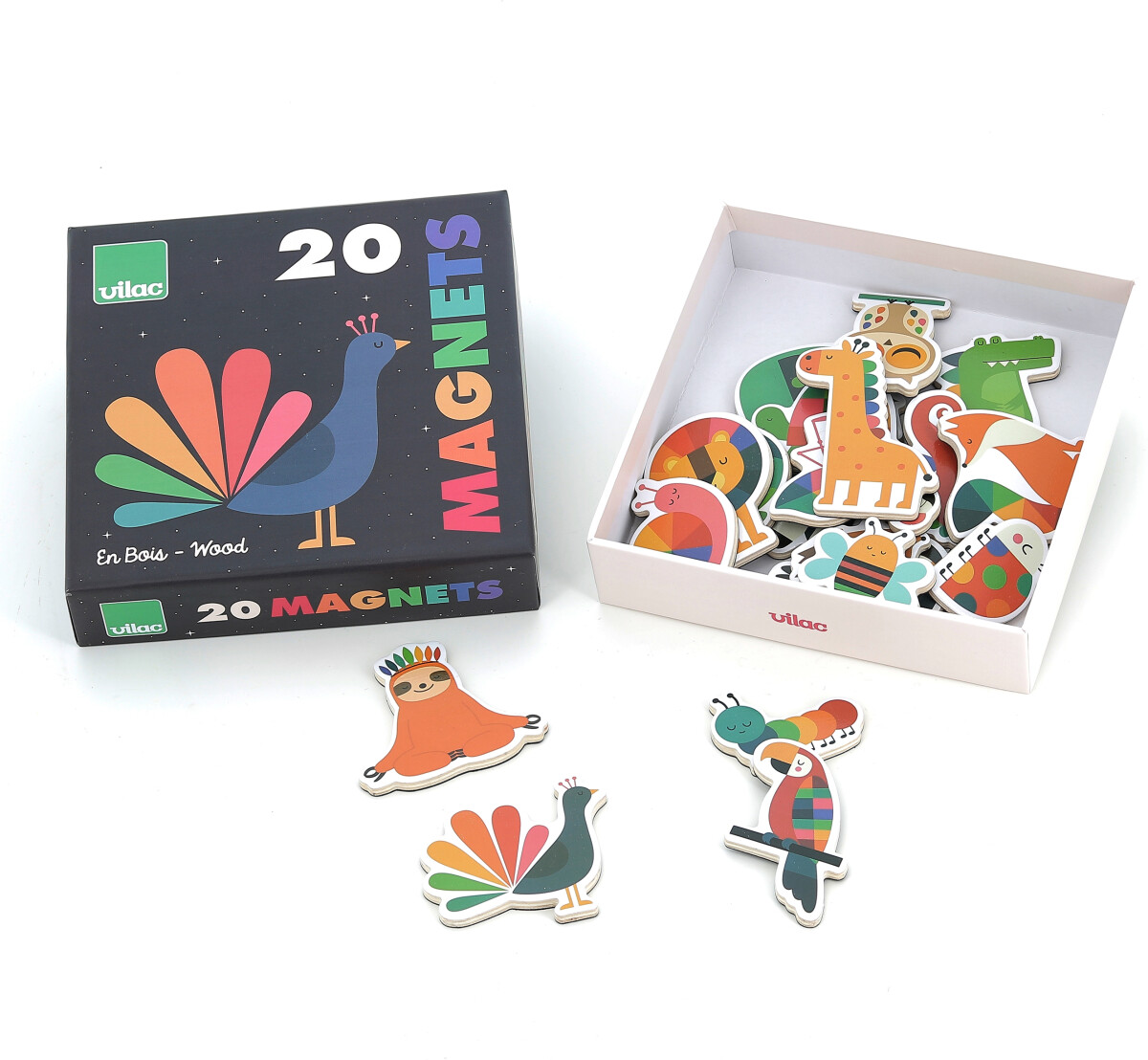 Vilac - Magneter Med Dyr - Andy Westface - Træ - 20 Stk