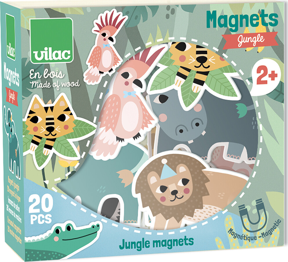 Vilac - Magneter I Træ - Jungle Figurer - 20 Stk