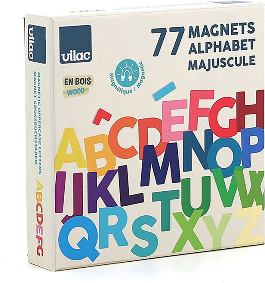 Vilac - Magnet Bogstaver - Store Bogstaver - Træ - 77 Stk