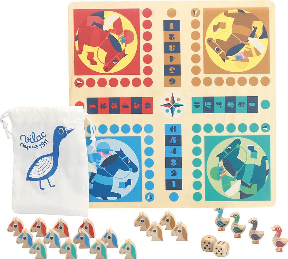 Vilac - Ludo Og Gåsespil Brætspil Til Børn - Vendbart