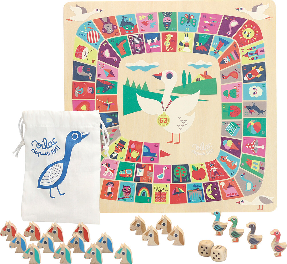 Vilac - Ludo Og Gåsespil Brætspil Til Børn - Vendbart