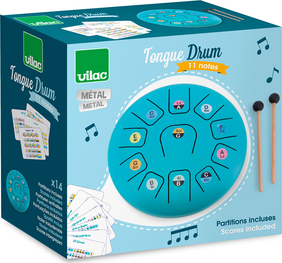 Vilac - Tongue Drum - Tungetromme Til Børn - 11 Toner - 20 Cm
