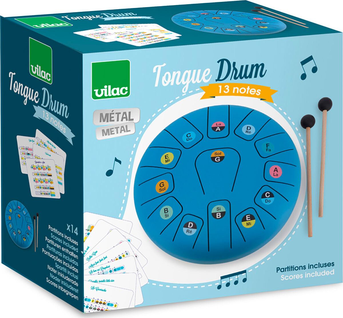 Vilac - Tongue Drum - Tungetromme Til Børn - 13 Toner - 25 Cm