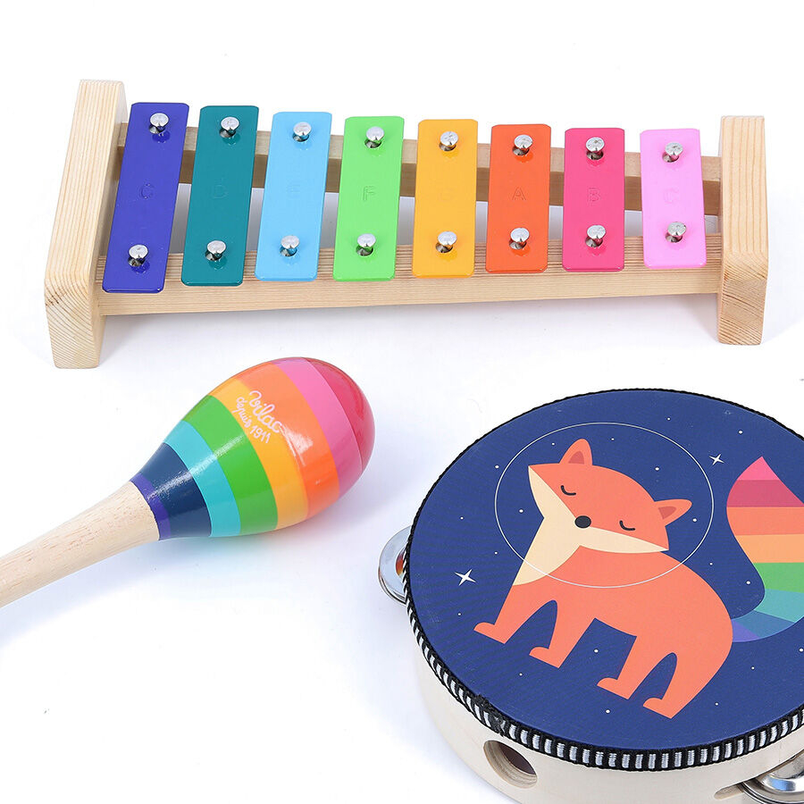 Vilac - Musiksæt Til Børn - Træ - Regnbue - 4 Instrumenter