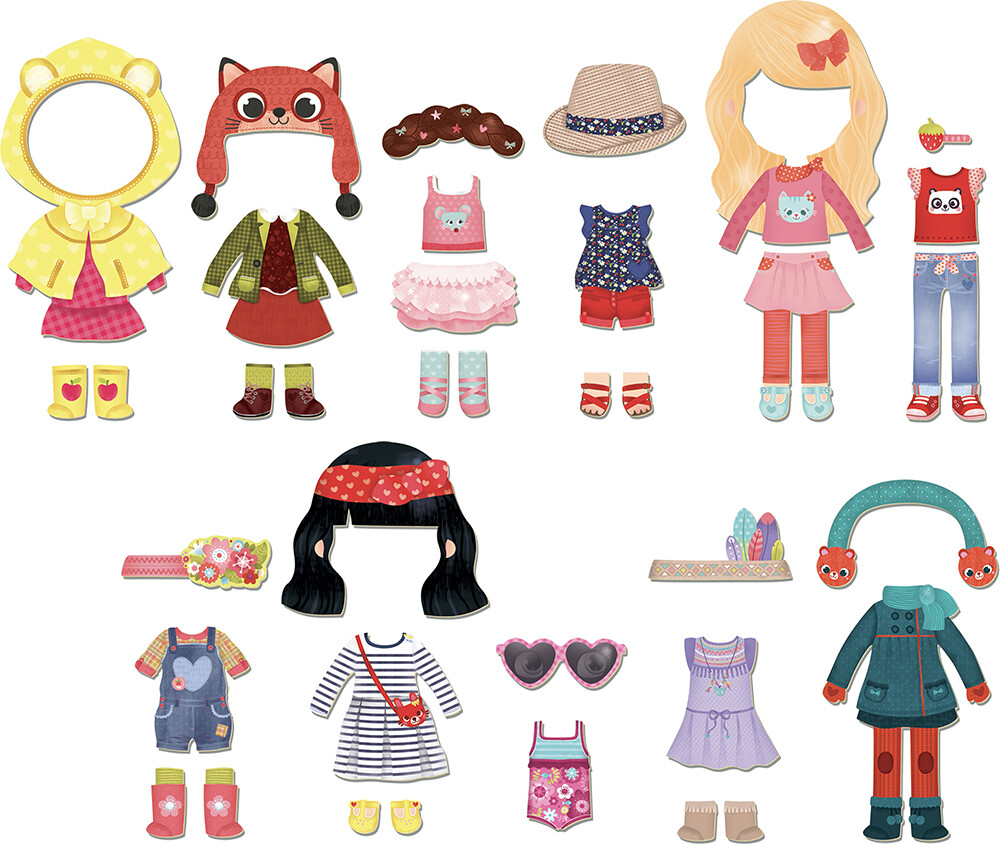 Vilac - Påklædningsdukke I Træ - Magnetisk - 42 Dele