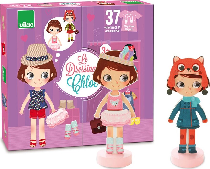Vilac - Påklædningsdukke I Træ - Magnetisk - 42 Dele