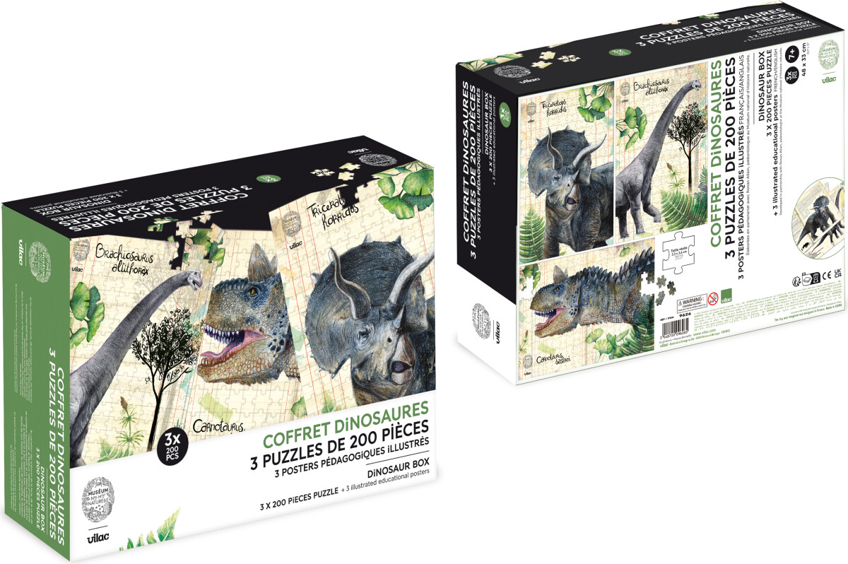 Vilac - Dinosaur Puslespil - Naturhistorisk Museum - 3X200 Brikker