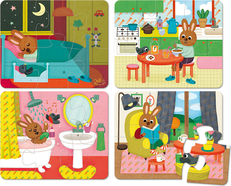 Vilac Puslespil - Kanin I Hjemmet - 4X6 Brikker