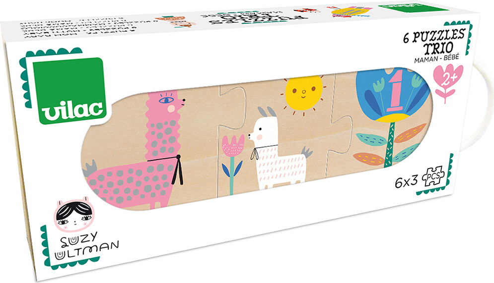 Vilac - Puslespil Til Børn - Tal Mor Og Dyreunger - 6X3 Brikker