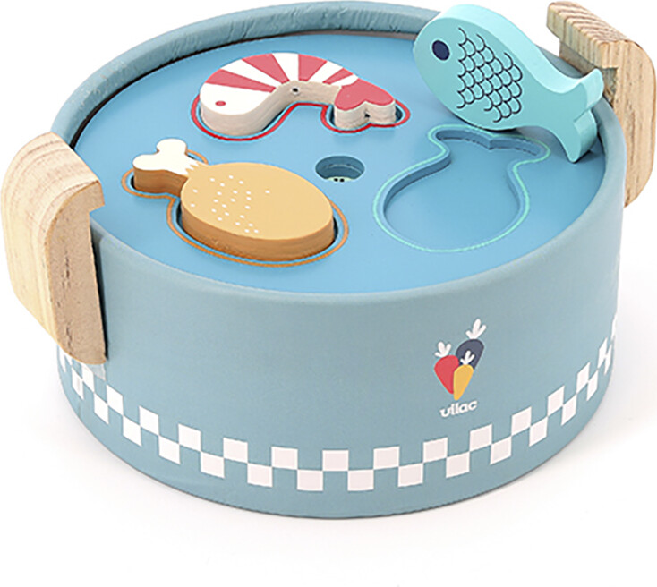 Vilac - Puttekasse I Træ - Gryde Med Mad - 13 Dele