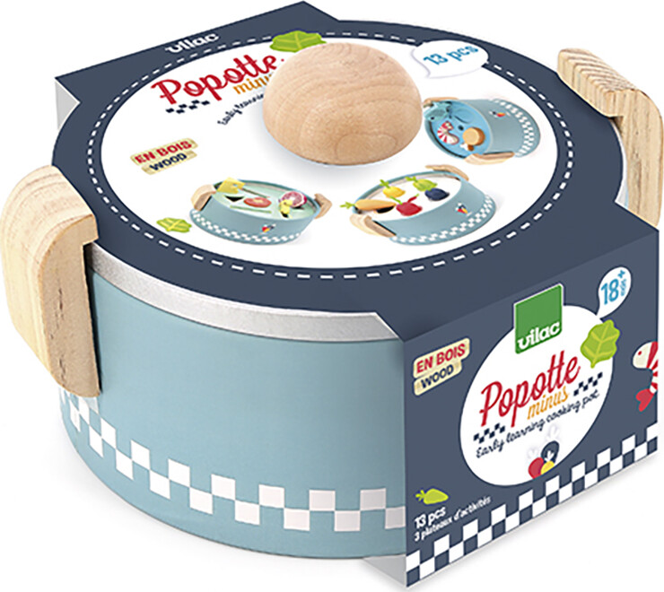 Vilac - Puttekasse I Træ - Gryde Med Mad - 13 Dele