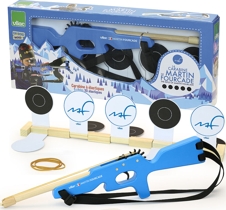 Vilac - Skiskydning Legetøj Sæt Med Mål Og Elastikker - Træ