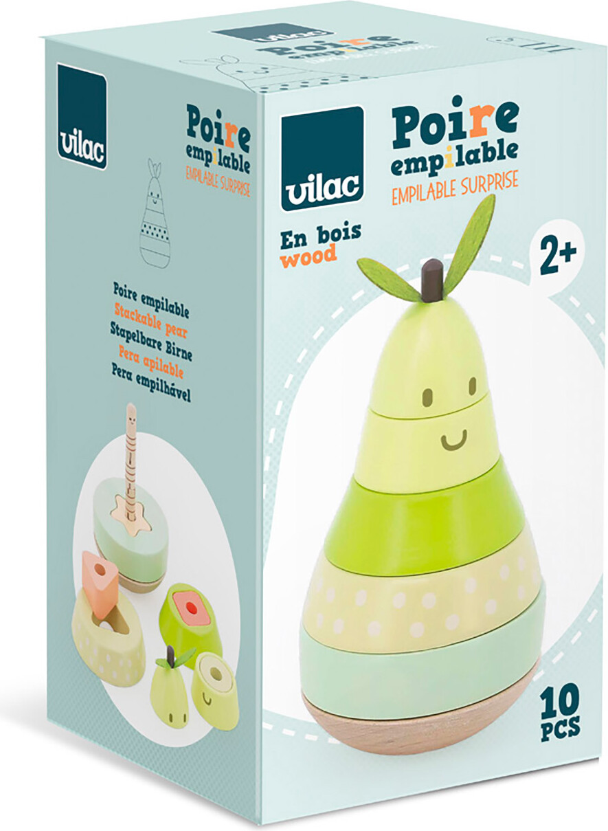 Vilac - Pære Stabletårn I Træ - 10 Dele