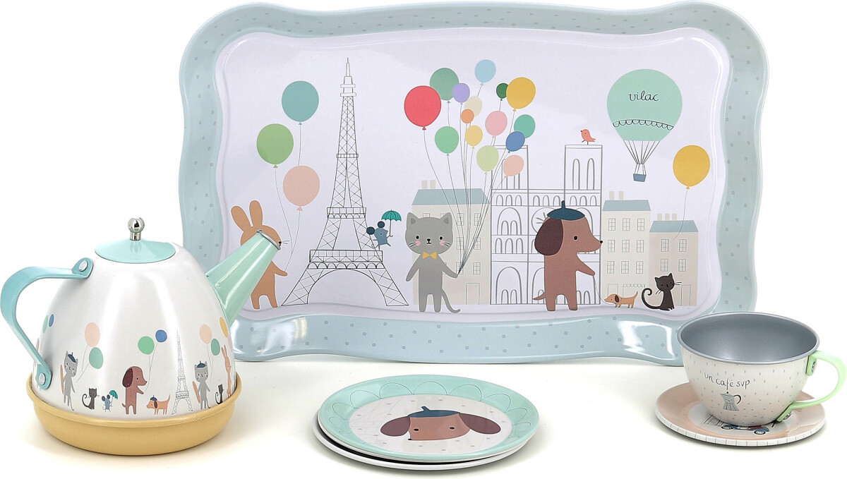 Vilac - Tesæt Legetøj Med Musik - Inkl Kuffert - Metal - 14 Dele