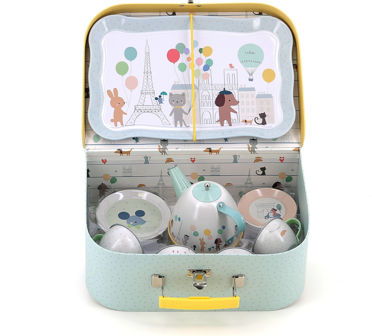 Vilac - Tesæt Legetøj Med Musik - Inkl Kuffert - Metal - 14 Dele