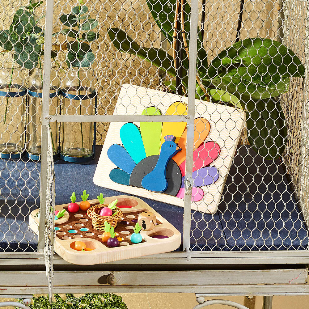 Vilac - Træpuslespil Til Børn - Påfugl - Andy Westface - 12 Brikker