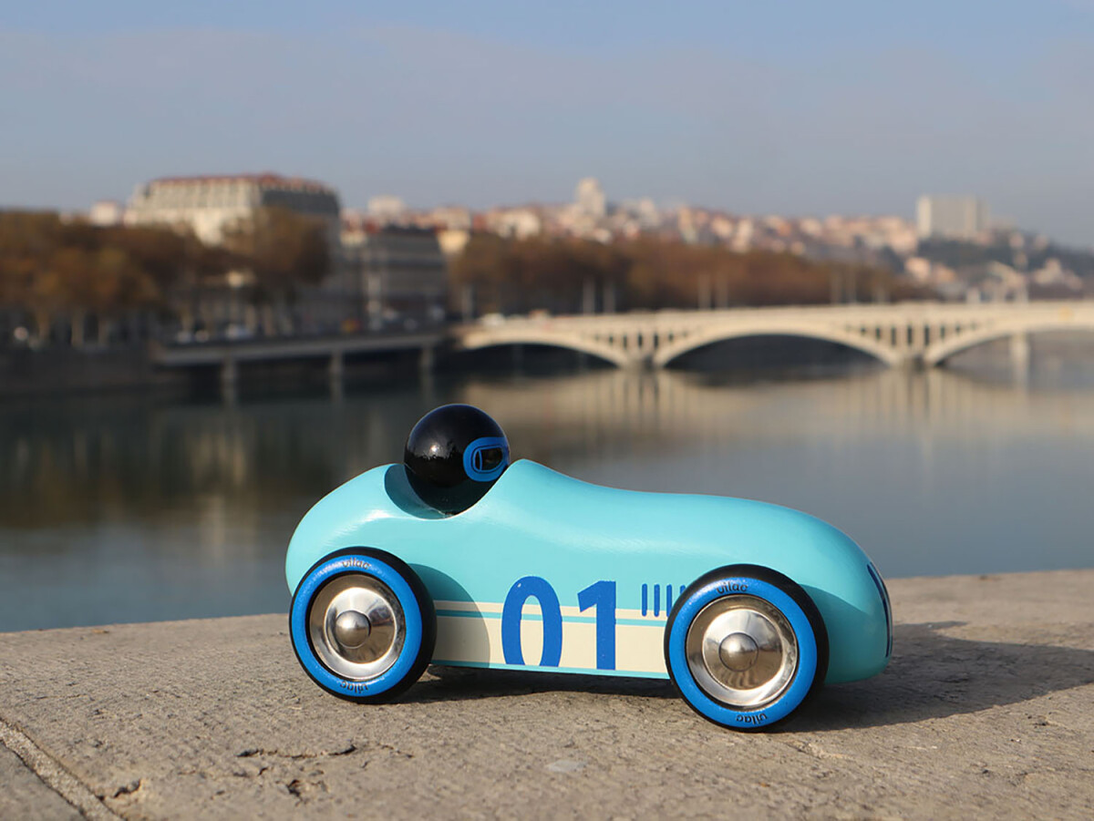 Vilac - Racerbil Legetøj I Træ - Vintage - Old Sport - Turkis