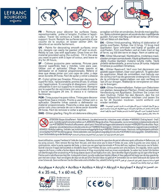 Vinduesmaling Med Glimmer - Lefranc Bourgeois - 5 Stk