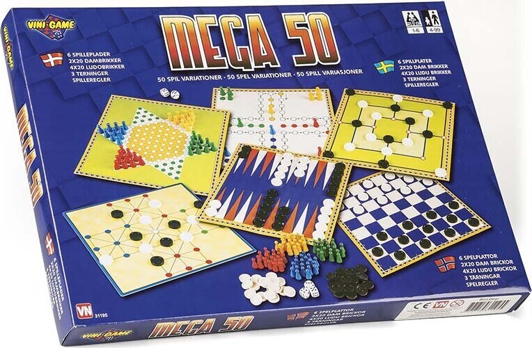 6-I-1 Klassiske Brætspil Med 50 Spil Variationer