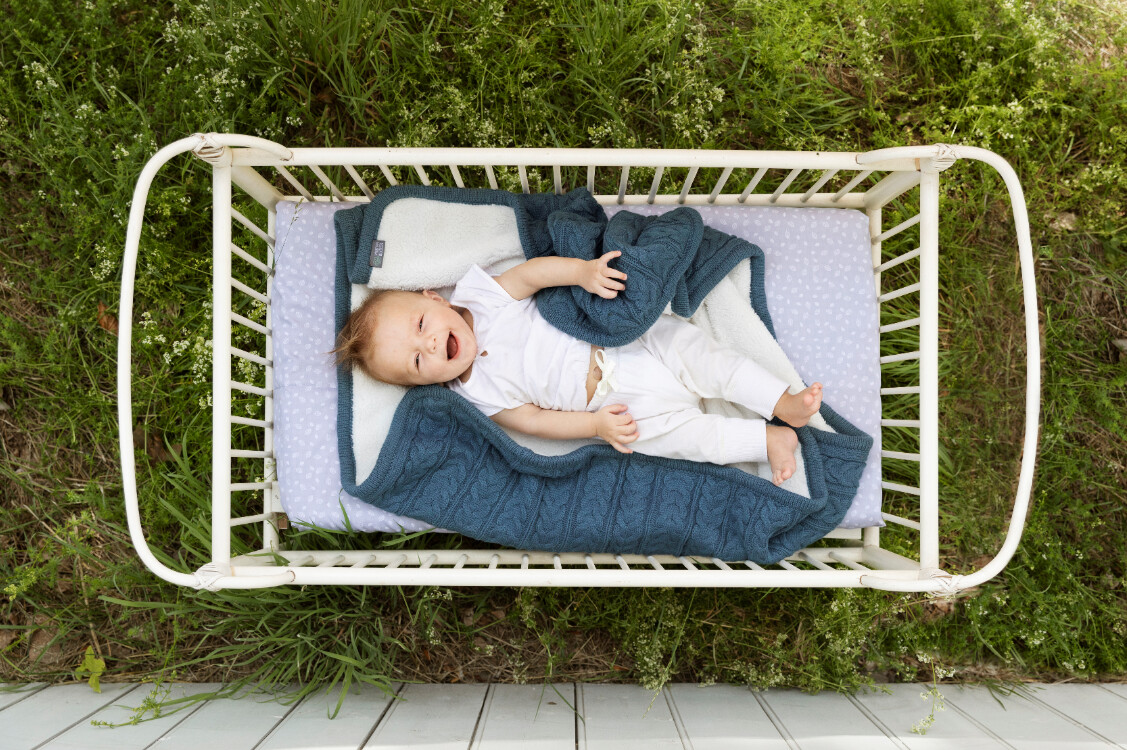 Vinter Bloom - Baby Fleece Tæppe - Storm Blue