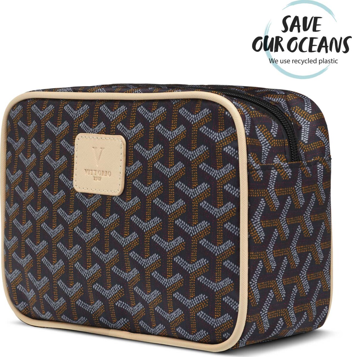 Vittorio - Herre Toilettaske - Stor - Blå Brun