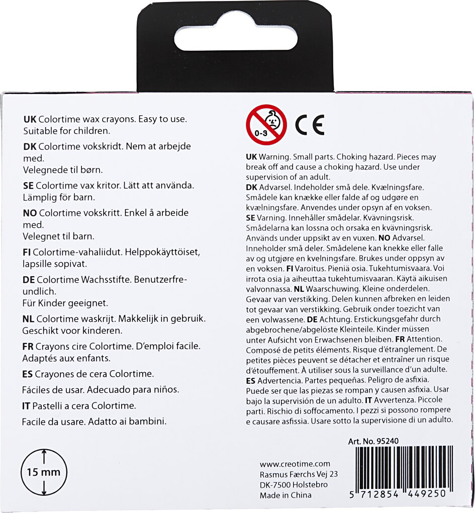 Farvekridt - L 10 Cm - 15 Mm - Vokskridt - Hudfarve - 8 Stk