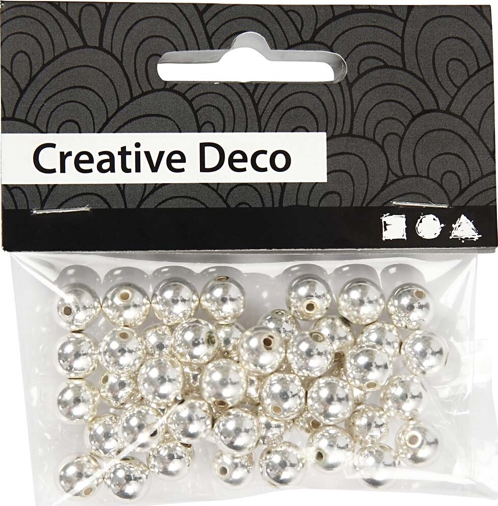 Voksperler - Ø 8 Mm - Hulstr 1 Mm - Sølv - 50 Stk