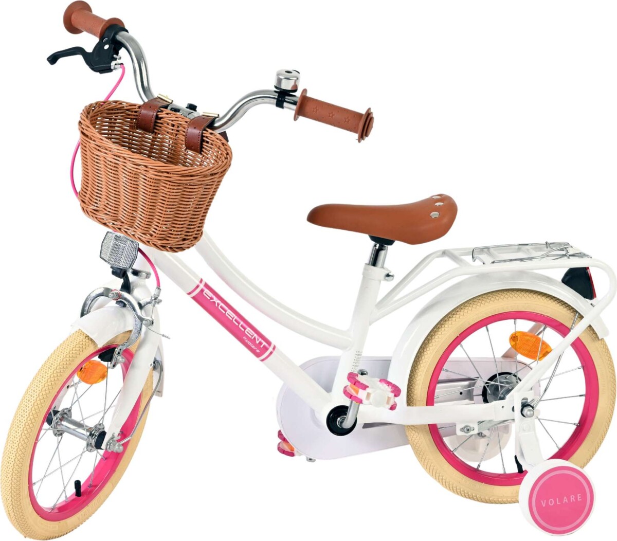 Volare - Excellent Cykel - 14 Tommer - Støttehjul Og Kurv - Hvid