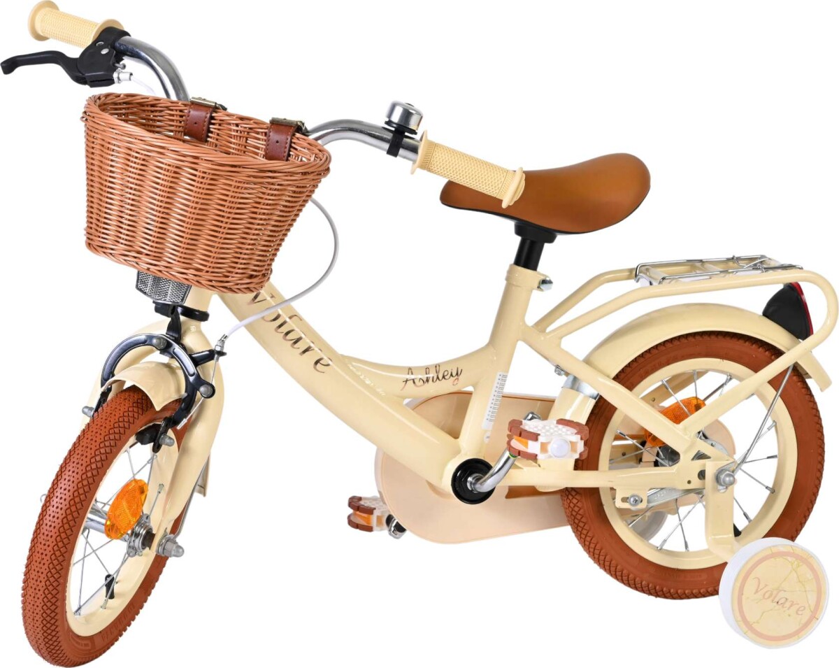 Volare - Ashley 12 Børnecykel - Med Kurv Og Støttehjul - Creme
