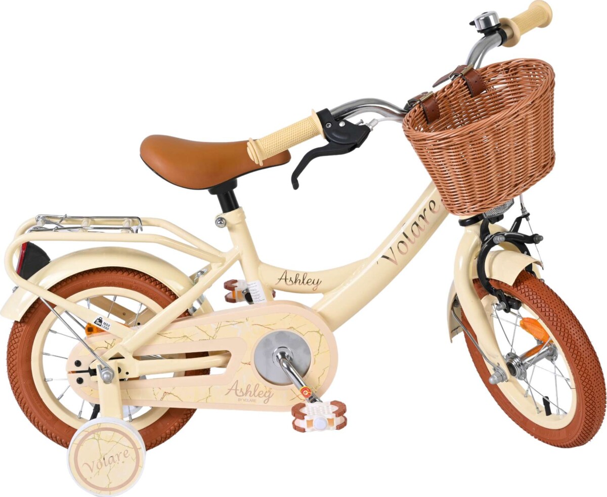 Volare - Ashley 12 Børnecykel - Med Kurv Og Støttehjul - Creme