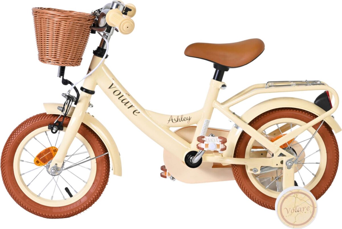 Volare - Ashley 12 Børnecykel - Med Kurv Og Støttehjul - Creme